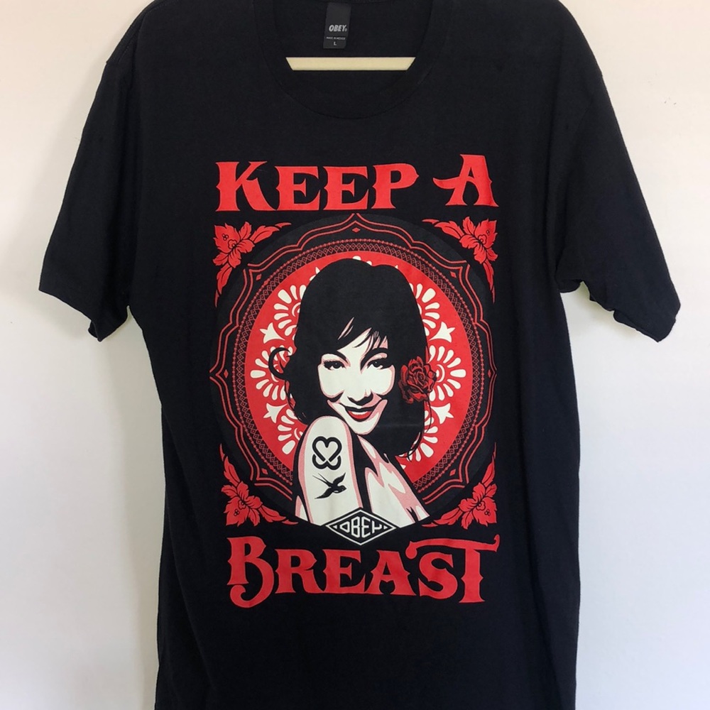 Men’s Obey Shirt, “Keep a Breast”